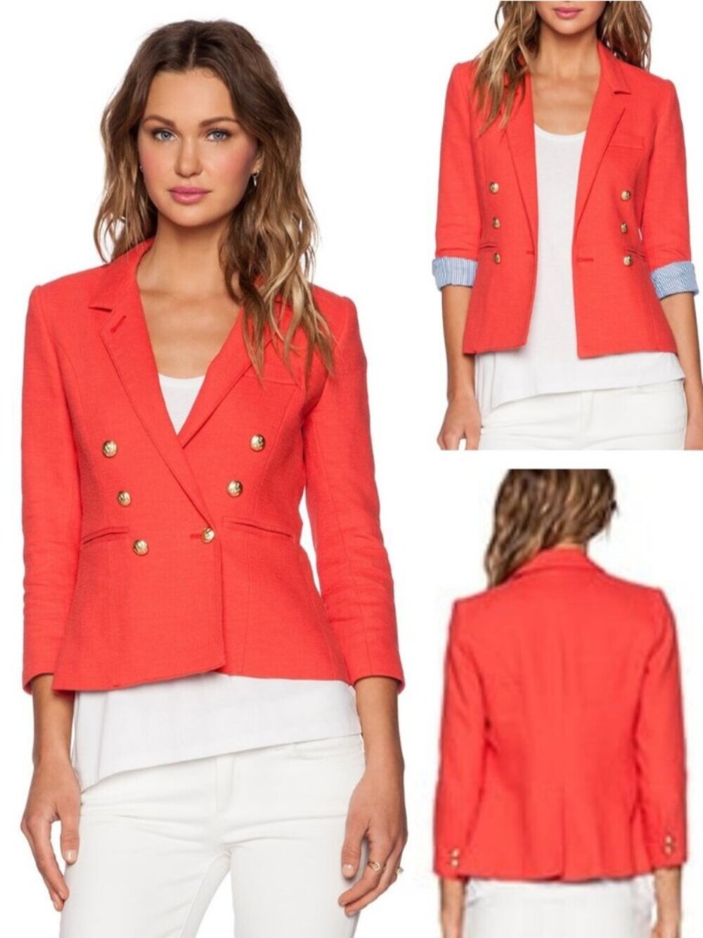 SMYTHE Rumpled College Blazer Size 8 Nantucket Red